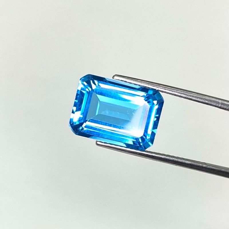  9.29 Cts. Swiss Blue Topaz 14x10mm Step Cut Octagon Shape AAA Grade Loose Gemstone - Total 1 Pc.
