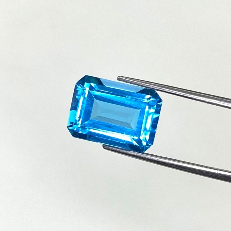 10.34 Cts. Swiss Blue Topaz 14x10mm Step Cut Octagon Shape AAA Grade Loose Gemstone - Total 1 Pc.
