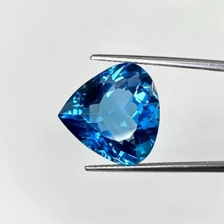  10.26 Cts. London Blue Topaz 14mm Faceted Heart Shape AAA Grade Loose Gemstone - Total 1 Pc.