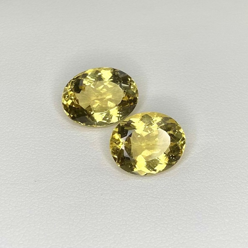  9.66 Cts. Yellow Beryl 13x10mm Faceted Oval Shape AAA Grade Matched Gemstones Pair - Total 2 Pcs.