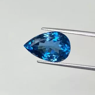 12.71 Cts. London Blue Topaz 17x11mm Faceted Pear Shape AAA Grade Loose Gemstone - Total 1 Pc.