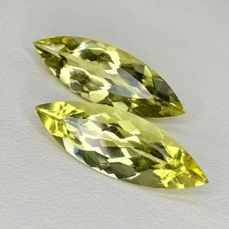 Green Beryl Faceted Marquise Shape AAA Grade Matched Gemstone Pair - 24x8.5mm - 2 Pc. - 11.25 Cts.