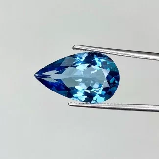  6.40 Cts. London Blue Topaz 16x9.5mm Faceted Pear Shape AAA Grade Loose Gemstone - Total 1 Pc.