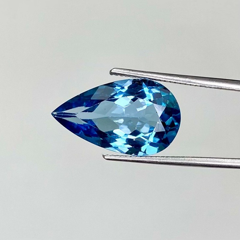  6.40 Cts. London Blue Topaz 16x9.5mm Faceted Pear Shape AAA Grade Loose Gemstone - Total 1 Pc.