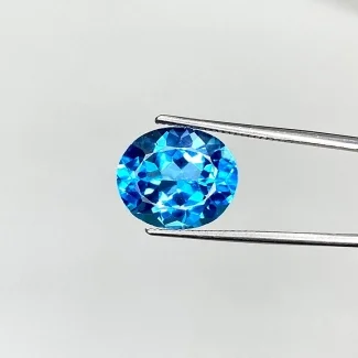 6.18 Cts. Swiss Blue Topaz 12x10mm Faceted Oval Shape AAA Grade Loose Gemstone - Total 1 Pc.