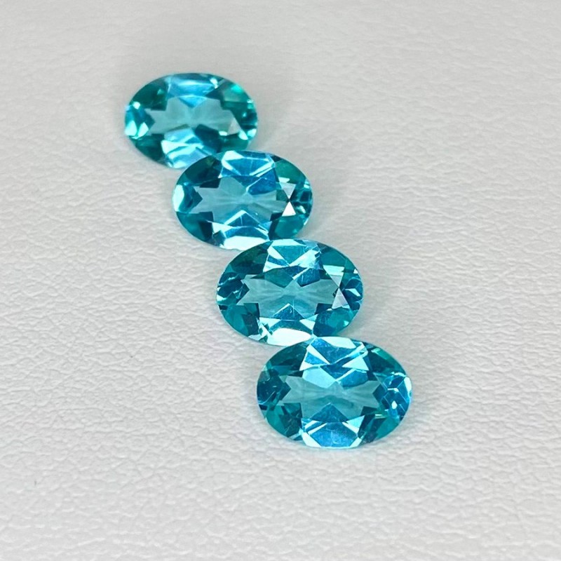 Sea Green Apatite Faceted Oval Shape Gemstone Parcel - 7x5mm - 4 Pc. - 2.89 Cts.