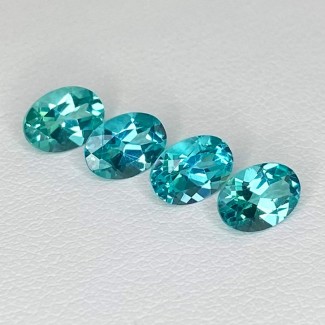 Sea Green Apatite Faceted Oval Shape Gemstone Parcel - 7x5mm - 4 Pc. - 3.32 Cts.