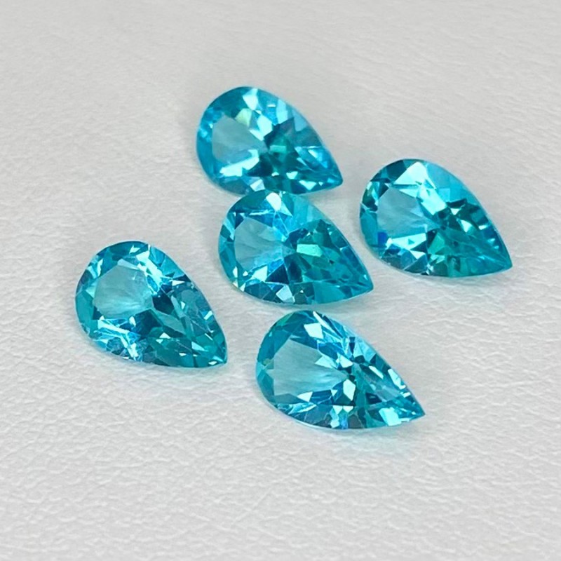 Sea Green Apatite Faceted Pear Shape Gemstone Parcel - 8x5mm - 5 Pc. - 4.23 Cts.