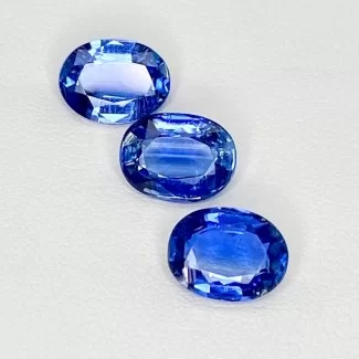 5.98 Cts. Kyanite 9x7mm Faceted Oval Shape AAA Grade Gemstones Parcel - Total 3 Pcs.