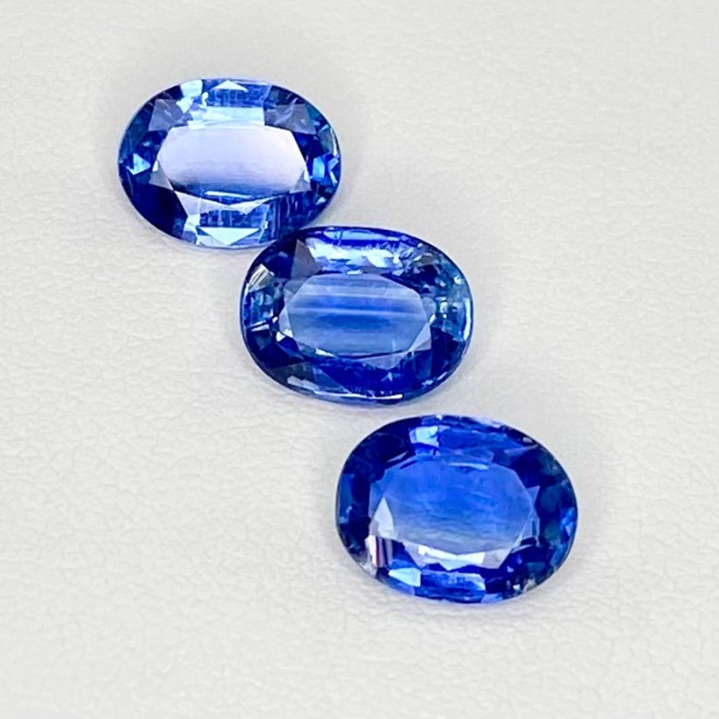 5.98 Cts. Kyanite 9x7mm Faceted Oval Shape AAA Grade Gemstones Parcel - Total 3 Pcs.