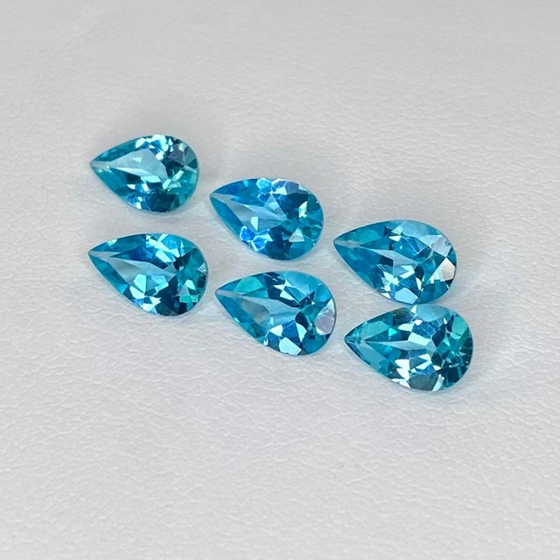 Sea Green Apatite Faceted Pear Shape Gemstone Parcel - 8x5mm - 6 Pc. - 4.46 Cts.