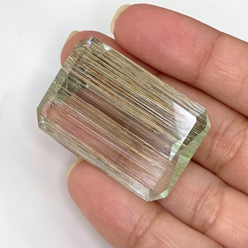  74.50 Cts. Rutile Aquamarine 35x24mm Step Cut Octagon Shape A+ Grade Loose Gemstone - Total 1 Pc.