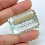  74.50 Cts. Rutile Aquamarine 35x24mm Step Cut Octagon Shape A+ Grade Loose Gemstone - Total 1 Pc.