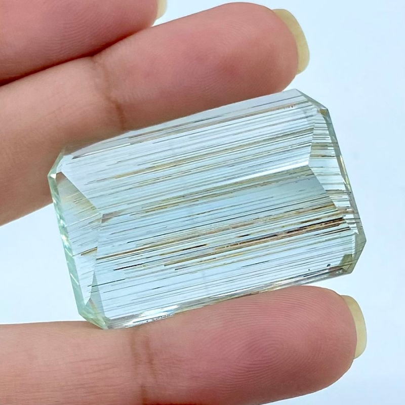  74.50 Cts. Rutile Aquamarine 35x24mm Step Cut Octagon Shape A+ Grade Loose Gemstone - Total 1 Pc.