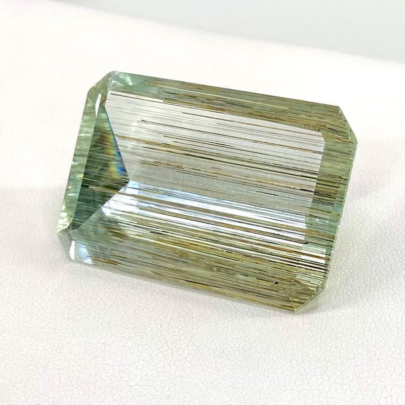  74.50 Cts. Rutile Aquamarine 35x24mm Step Cut Octagon Shape A+ Grade Loose Gemstone - Total 1 Pc.