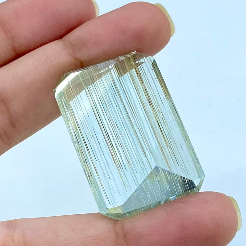  74.50 Cts. Rutile Aquamarine 35x24mm Step Cut Octagon Shape A+ Grade Loose Gemstone - Total 1 Pc.