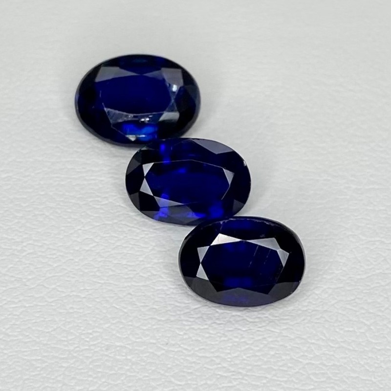 7.04 Cts. Kyanite 9.5x7.5-9x6 Faceted Oval Shape AAA Grade Gemstones Parcel - Total 3 Pcs.