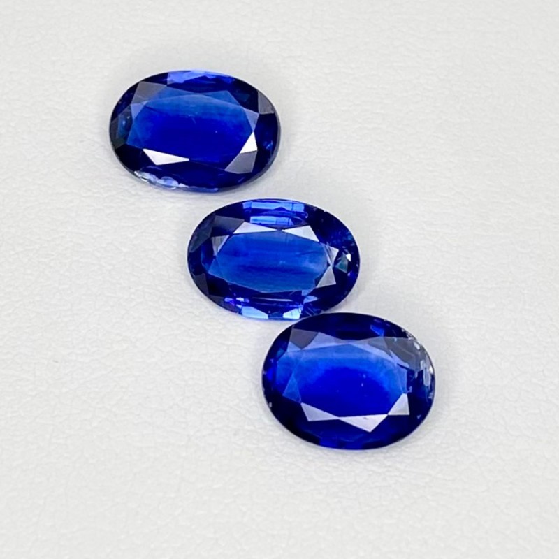 6.85 Cts. Kyanite 9.5x7.5-10.5x7 Faceted Oval Shape AAA Grade Gemstones Parcel - Total 3 Pcs.