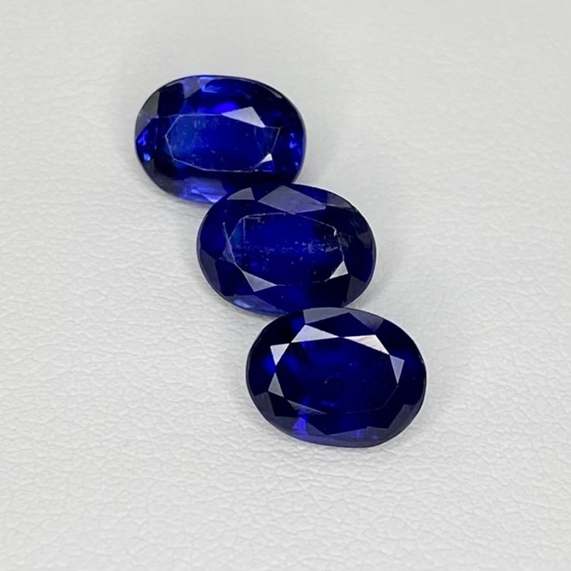 7.30 Cts. Kyanite 9x7mm Faceted Oval Shape AAA Grade Gemstones Parcel - Total 3 Pcs.