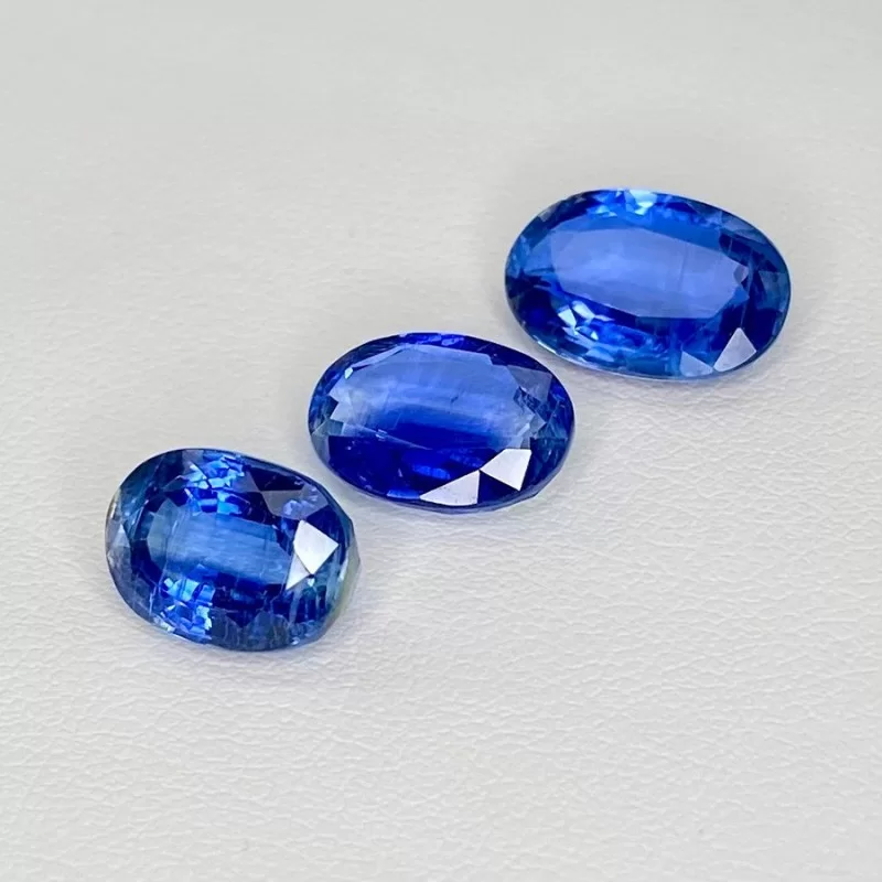 14.36 Cts. Kyanite 11x8-13X9 Faceted Oval Shape AAA Grade Gemstones Parcel - Total 3 Pcs.