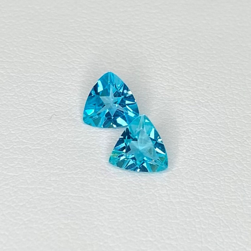  1.23 Cts. Sea Green Apatite 6mm Faceted Trillion Shape AAA Grade Matched Gemstones Pair - Total 2 Pcs.