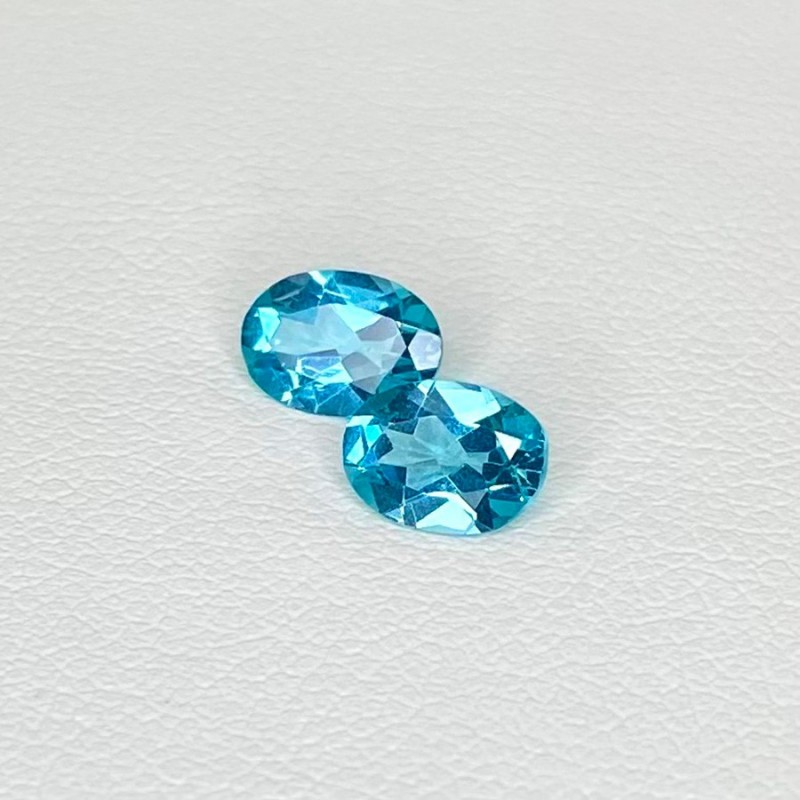 Sea Green Apatite Faceted Oval Shape Matched Gemstone Pair - 7x5mm - 2 Pc. - 1.31 Cts.