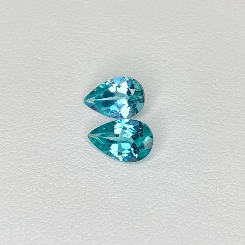 Sea Green Apatite Faceted Pear Shape Matched Gemstone Pair - 8x5mm - 2 Pc. - 1.60 Cts.