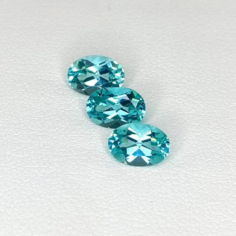 Sea Green Apatite Faceted Oval Shape Gemstone Parcel - 7x5mm - 3 Pc. - 2.50 Cts.