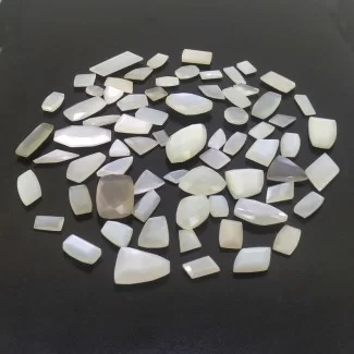 350.75 Cts. White Moonstone 1.10-19.70Cts. Faceted Mix Shape AAA Grade Gemstones Parcel - Total 70 Pcs.