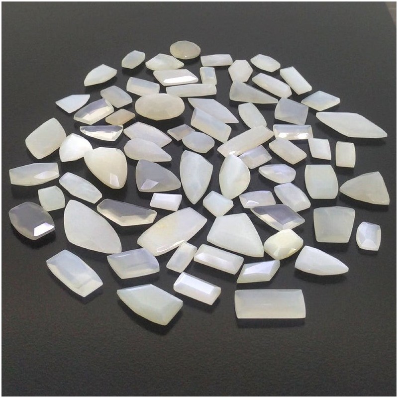 318.65 Cts. White Moonstone 1.35-12.35Cts. Faceted Mix Shape AAA Grade Gemstones Parcel - Total 70 Pcs.
