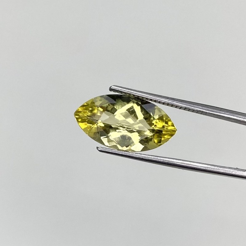  3.40 Cts. Yellow Beryl 15X8mm Checkerboard Marquise Shape AAA Grade Loose Gemstone - Total 1 Pc.