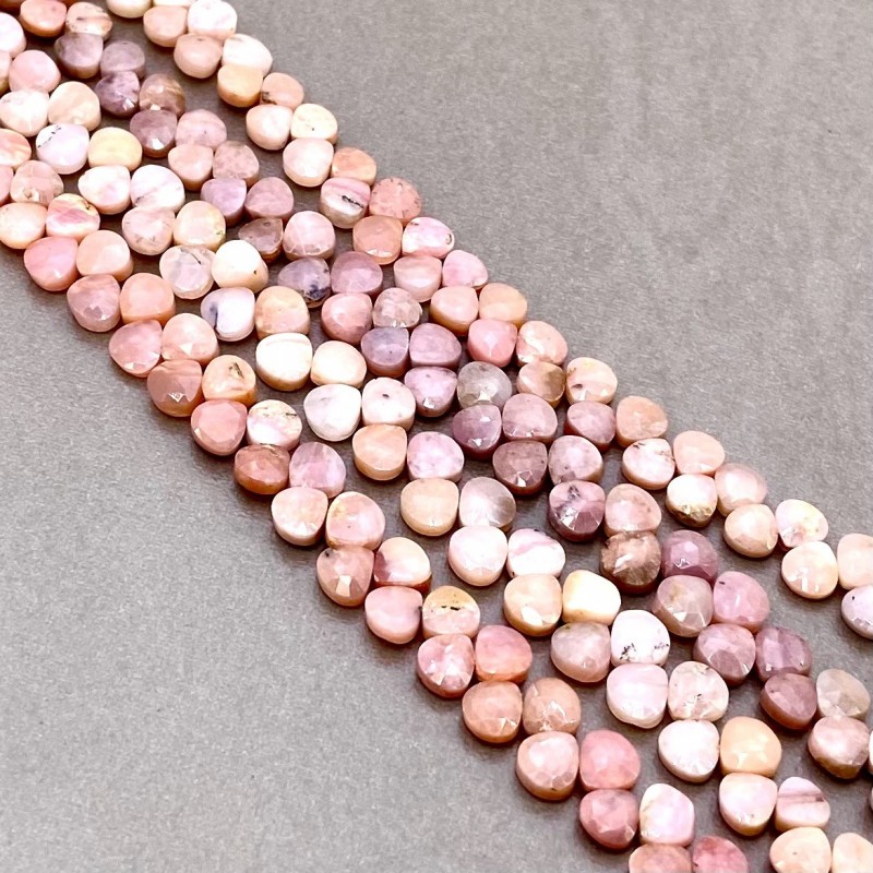 Pink Opal Briolette Heart Shape A+ Grade Gemstone Beads Lot - 4-5mm - 7 Inch - 4 Strand