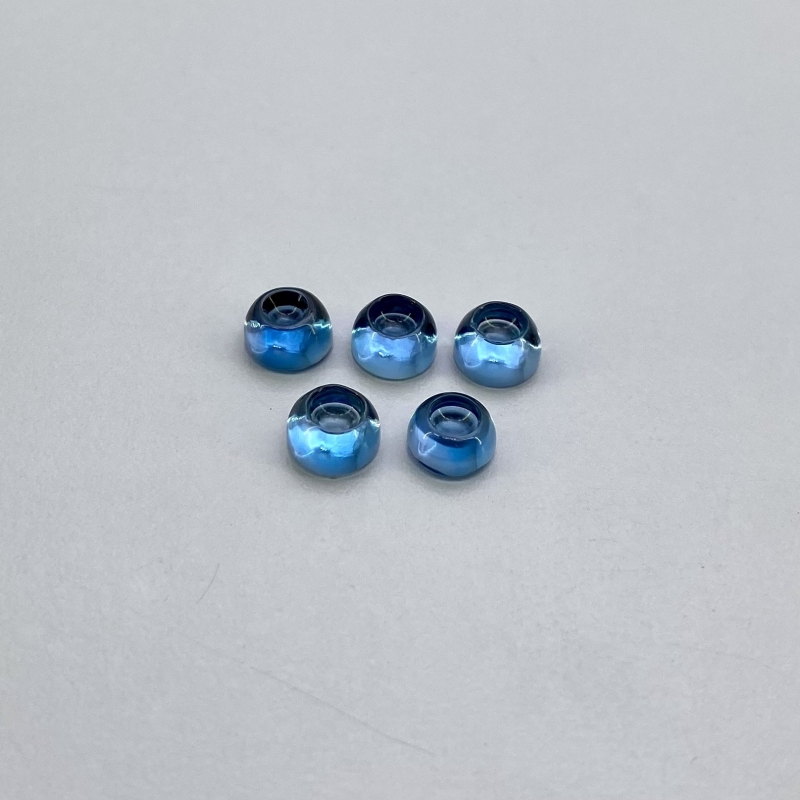 10.60 Cts. London Blue Topaz 7mm Smooth Fancy Shape AAA Grade Cabochons Parcel - Total 5 Pcs.