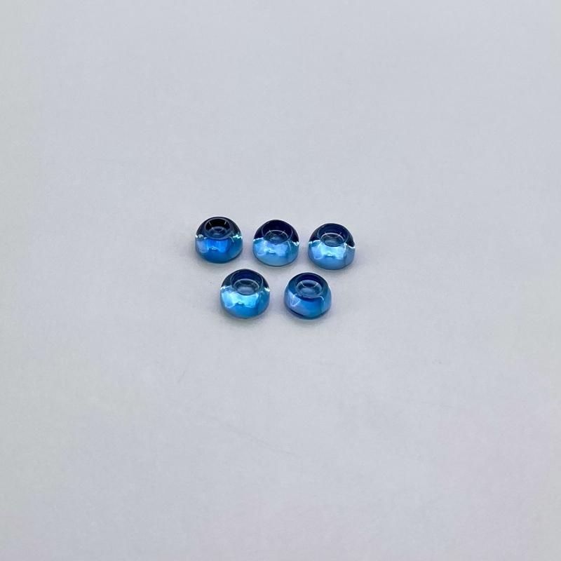 10.60 Cts. London Blue Topaz 7mm Smooth Fancy Shape AAA Grade Cabochons Parcel - Total 5 Pcs.
