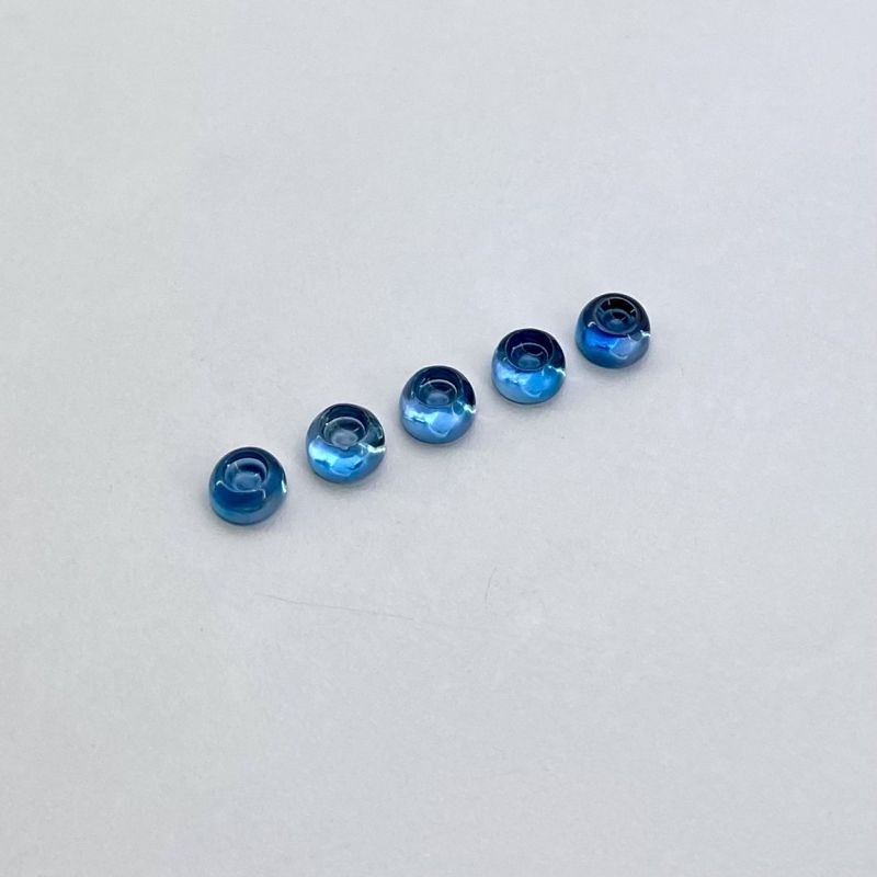 10.60 Cts. London Blue Topaz 7mm Smooth Fancy Shape AAA Grade Cabochons Parcel - Total 5 Pcs.