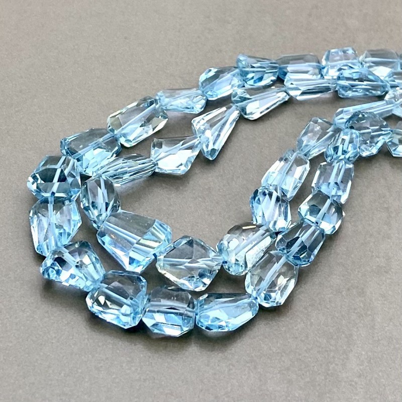 Sky Blue Topaz Faceted Nugget Shape AA+ Grade Gemstone Beads Lot - 9-17mm - 16 Inch - 2 Strand
