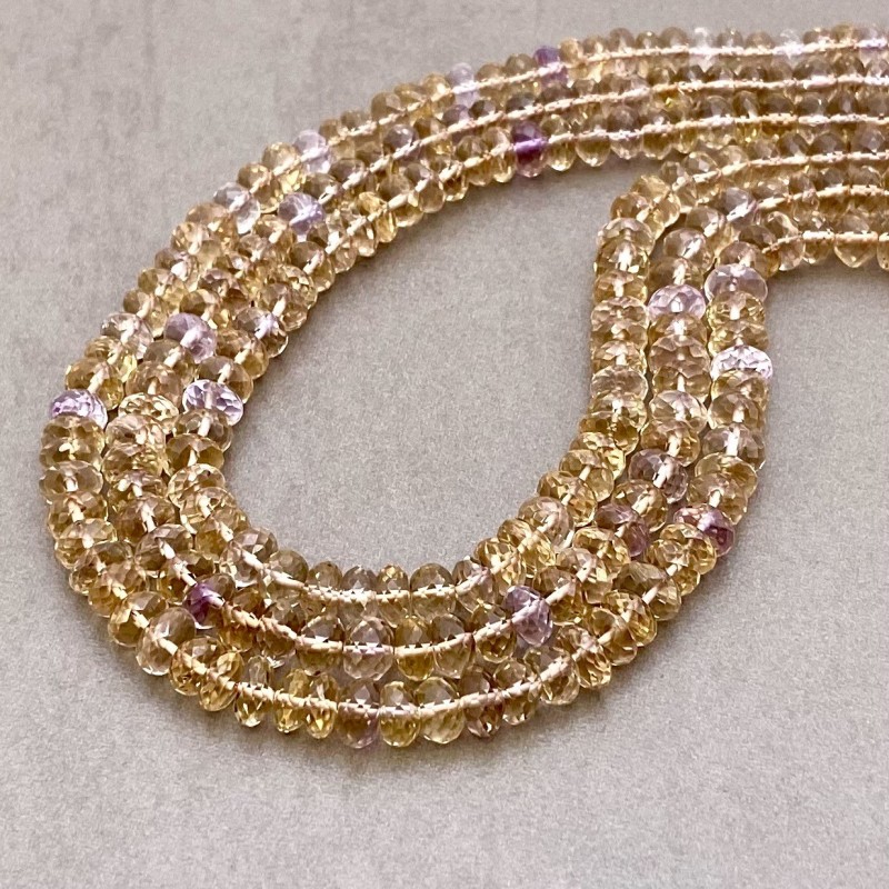 Ametrine Faceted Rondelle Shape Gemstone Beads Lot - 6-6.5mm - 17 Inch - 3 Strand
