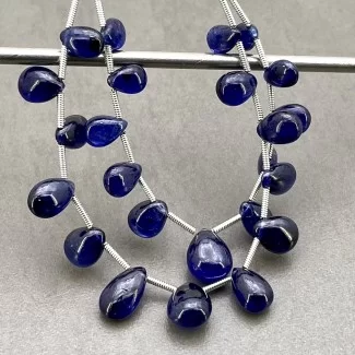 Blue Sapphire Smooth Pear Shape AA+ Grade Gemstone Beads Layout - 7-11.5mm - 4-5 Inch - 2 Strand