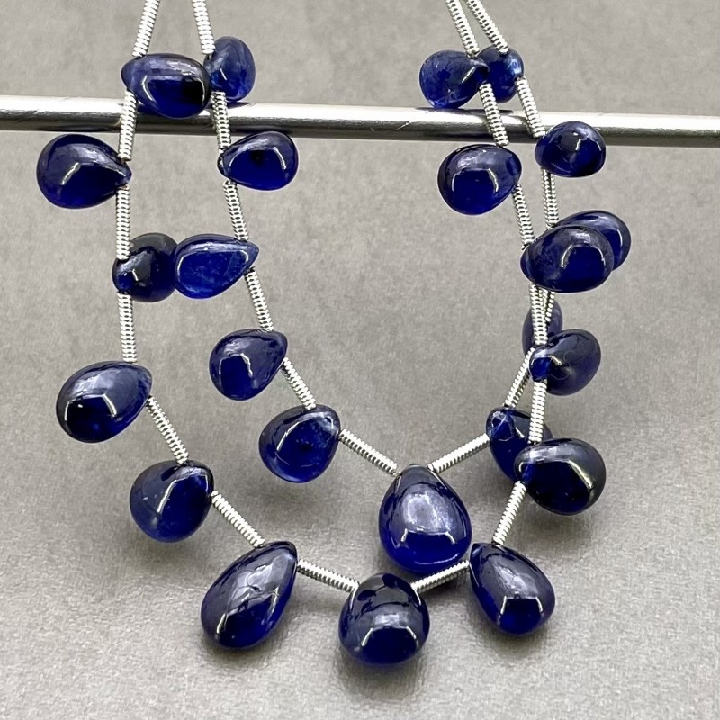 Blue Sapphire Smooth Pear Shape Gemstone Beads Layout - 7-11.5mm - 4-5 Inch - 2 Strand
