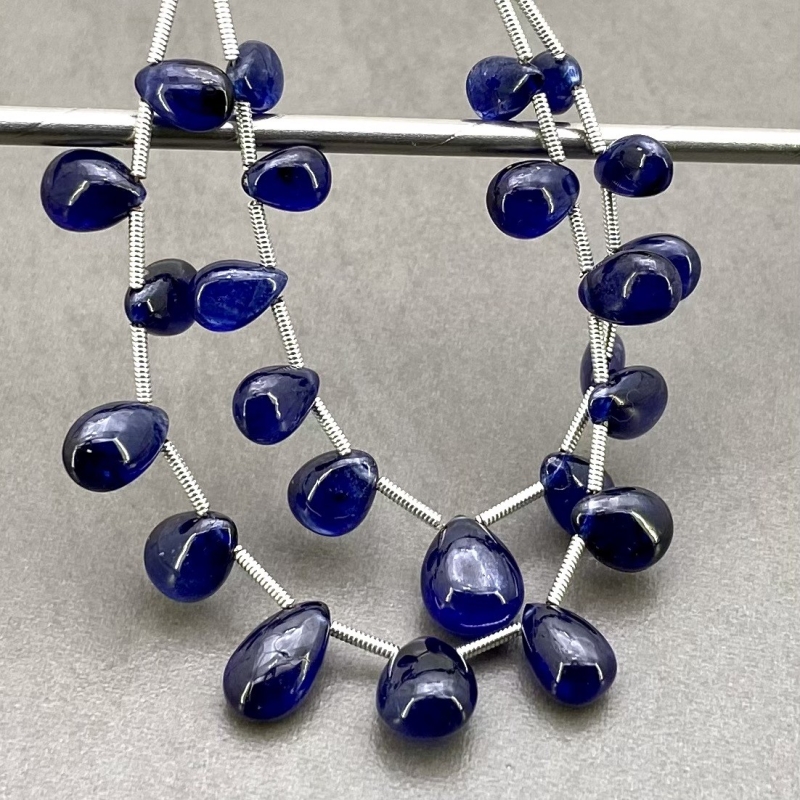 Blue Sapphire 7-11.5mm Smooth Pear Shape AA+ Grade Multi Strand Beads Layout - Total 2 Strands of 4-5 Inch
