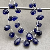 Blue Sapphire 7-11.5mm Smooth Pear Shape AA+ Grade Multi Strand Beads Layout - Total 2 Strands of 4-5 Inch