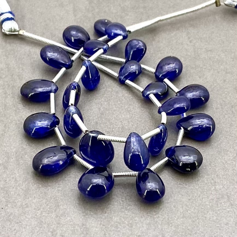 Blue Sapphire 7-11.5mm Smooth Pear Shape AA+ Grade Multi Strand Beads Layout - Total 2 Strands of 4-5 Inch